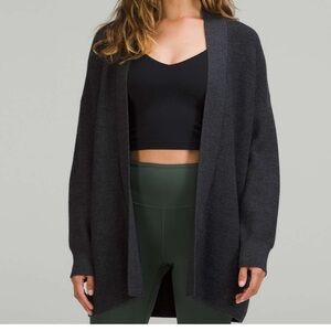 Lululemon Merino Wool-Blend Ribbed Long Wrap Sweater Cardigan Sweater